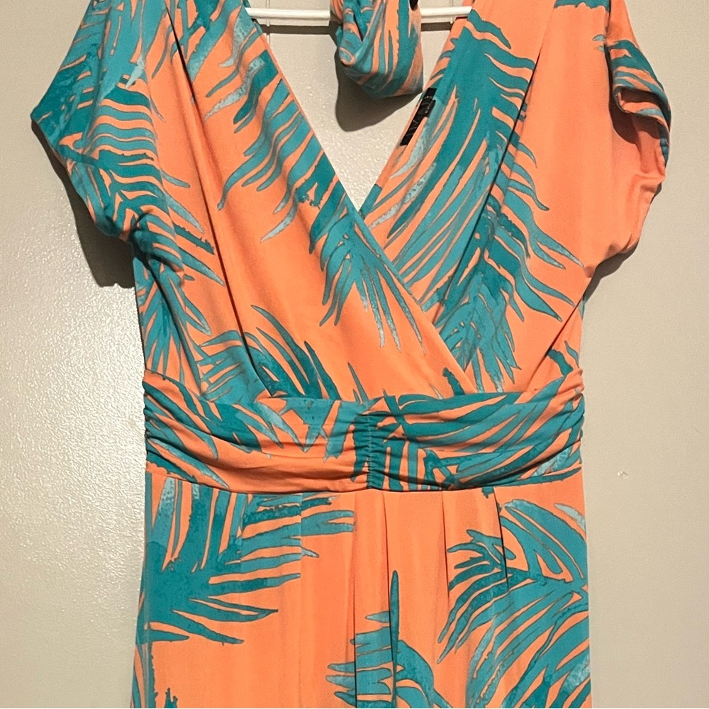 IMAN Orange and Teal Dress with Headband - Picture 3 of 5